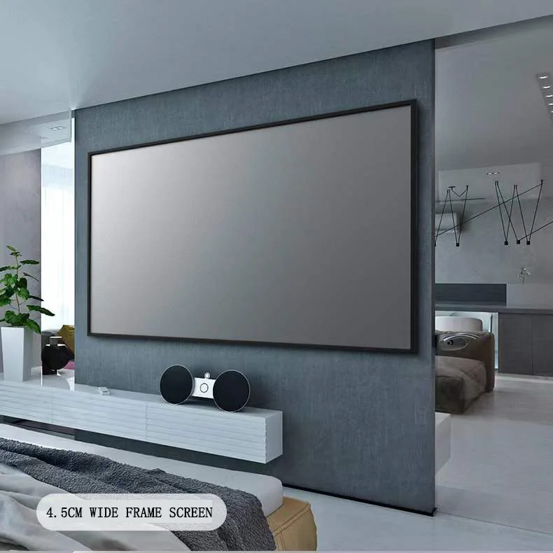 New Listing Wall Gray 150 Inch 16:9 Wide frame 4.5cm Home Theater UST Alr Pet Fixed Projector Projection Screen