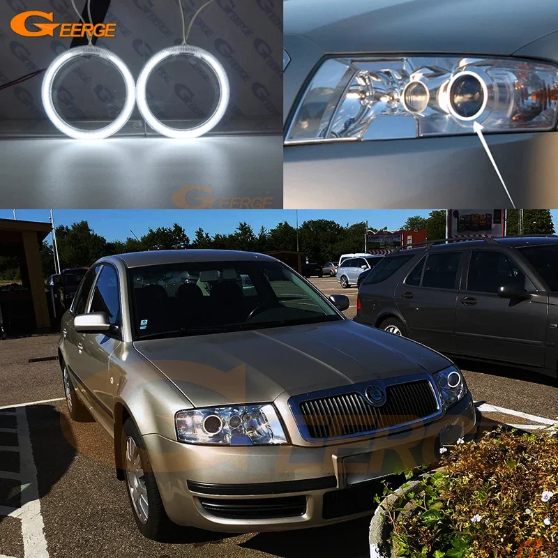 シュコダ-スーパープ-i-3u-2001-2002-2003-2004-2005-2006-2007-2008-ウルトラブライト-ccfl-エンジェルアイズキット-ハローリング