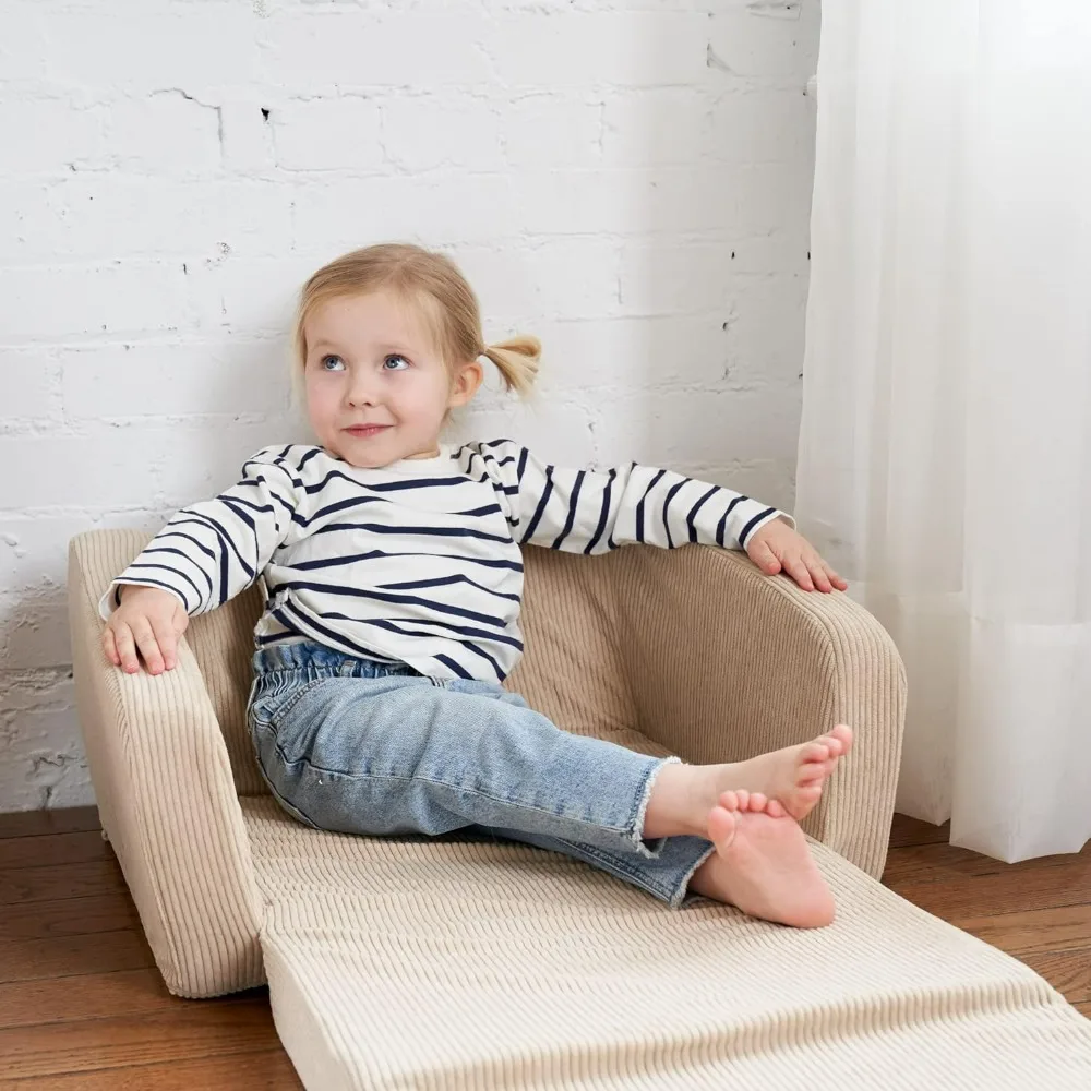 A Super Soft Comfy Kids Chair for Toddler - Convertible 2 in 1 Lounger Easily Unfolds Into Couch To Sleep Sofas  Children Sofa