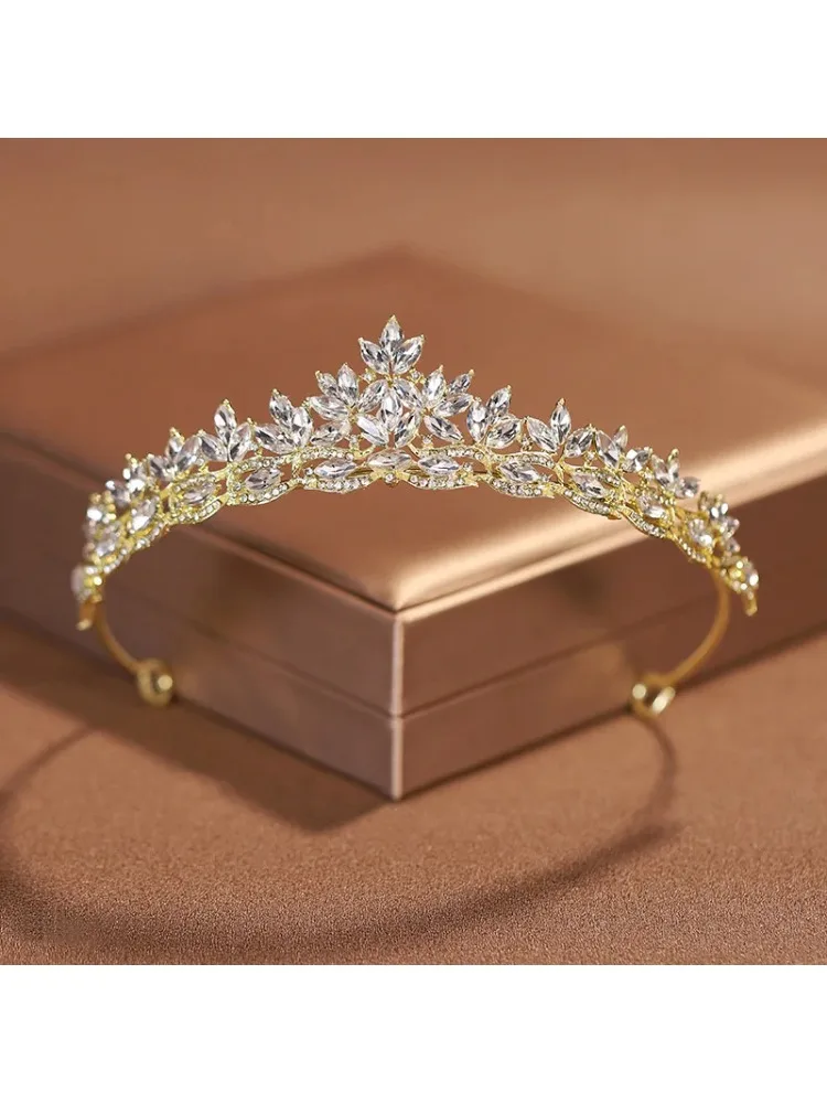 *أغطية رأس الزفاف ذهبي/فضي اللون للنساء، تاج زفاف أنيق، تاج عيد الميلاد، تاج الملكة، عصابة رأس للحفلات