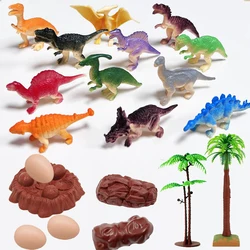 Set di giocattoli di dinosauri da 20 pezzi: figure di dinosauri solidi, alberi e rocce di dinosauri realistici, uova e nidi di dinosauro, regali per bambini