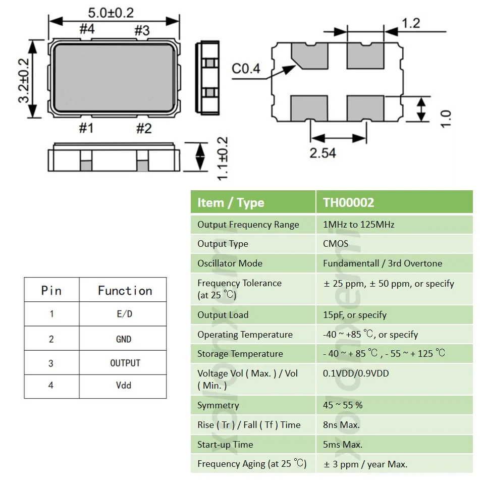 5pcs SMD 5032 Active Crystal Oscillator OSC 4Pin 1MHZ 2MHZ 4MHZ 5MHZ 6MHZ 8MHZ 12MHZ 16MHZ 20MHZ 24MHZ 5032 5*3.2 3.2X5.0MM