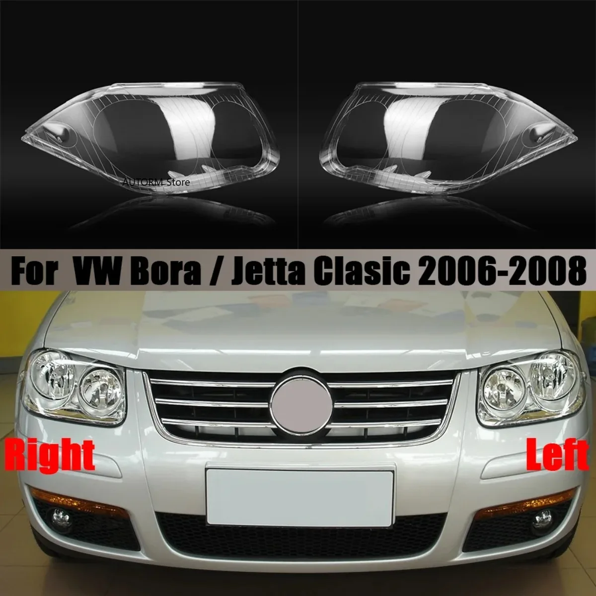 Pair Headlamp Cove For Volkswagen For VW Bora / Jetta Clasic 2006 2007 2008 Headlight Shell Transparent Lampshade Headlamp Lens