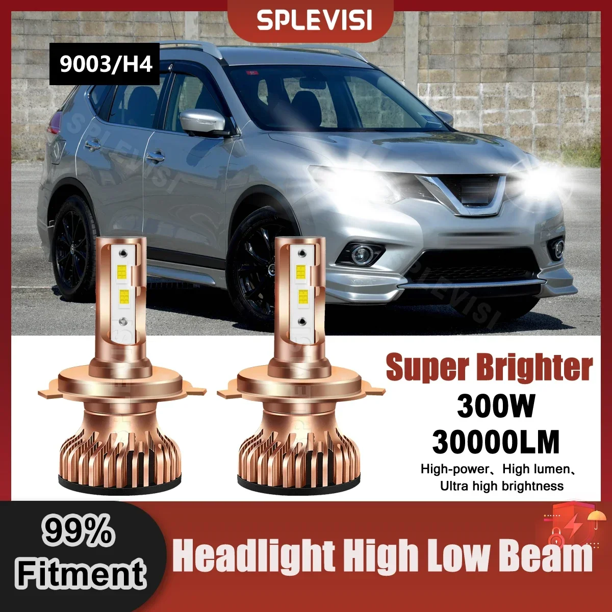 

SPLEVISI 2X 9003/H4 LED Headlight High Low Beam Lights CSP Chip For Nissan X-Trail T30 2001 2002 2003 2004 2005 2006 2007