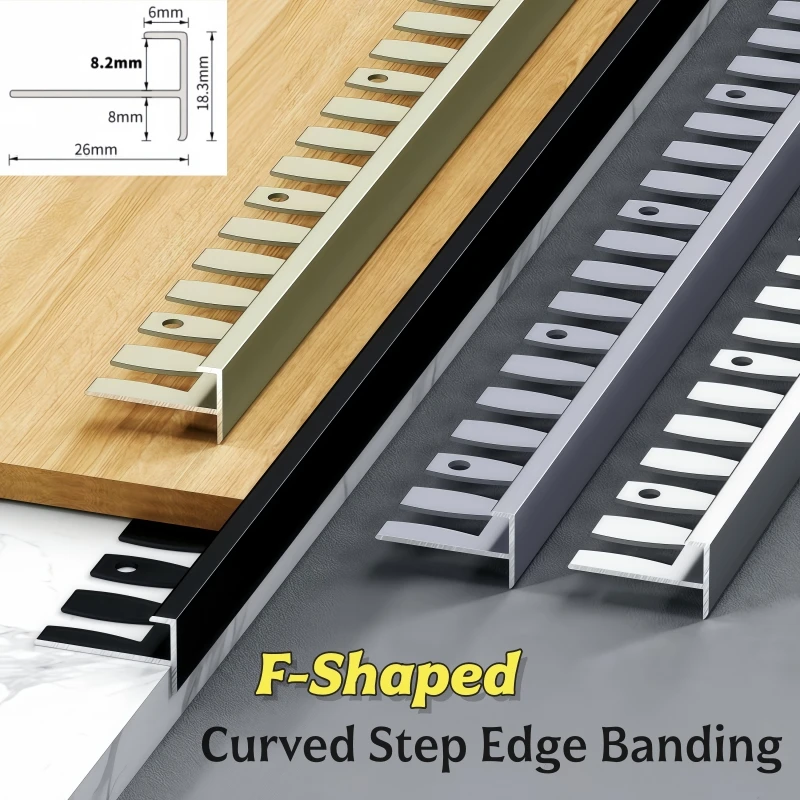 Bendable Stair Edge Banding LED Aluminum Profile F-Shaped Recessed Channel Corner Floor Step Protector Edge Trim Bar Strip Light