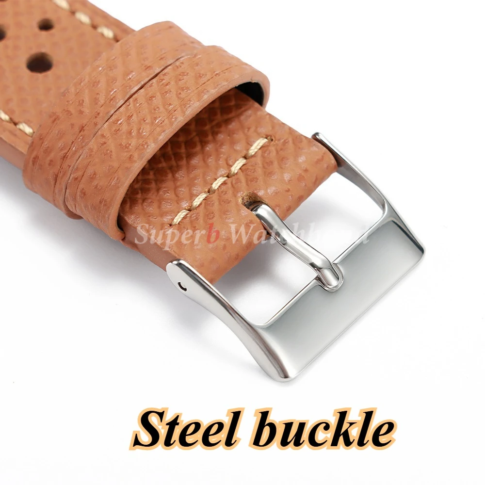 خمر اليدوية النخيل طباعة جلد البقر حزام من الجلد لأوميغا ل Seiko 18/19/20/22 مللي متر لينة وتنفس البني حزام الرجال