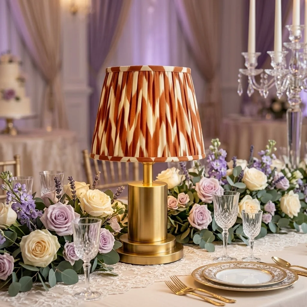 

Dinner Desktop Light Luxury Retro Lampshade Wedding Style Decor Touch Battery Cordless Table Lamp Restaurant Rechargeable