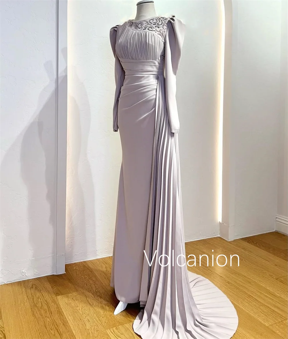 تخصيص جيرسي حجر الراين الطية غمد جوهرة فساتين طويلة مناسبة مخصصة مساء كلاسيكي رائعة النمط الصيني