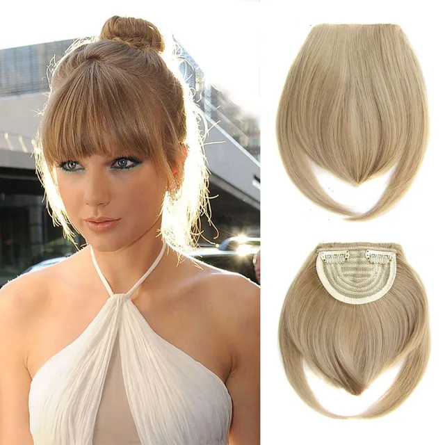 Zolin Syntetyczna treska Bangs Przedłużanie włosów 2 klipsy Klips do włosów Blond Brązowy kolor