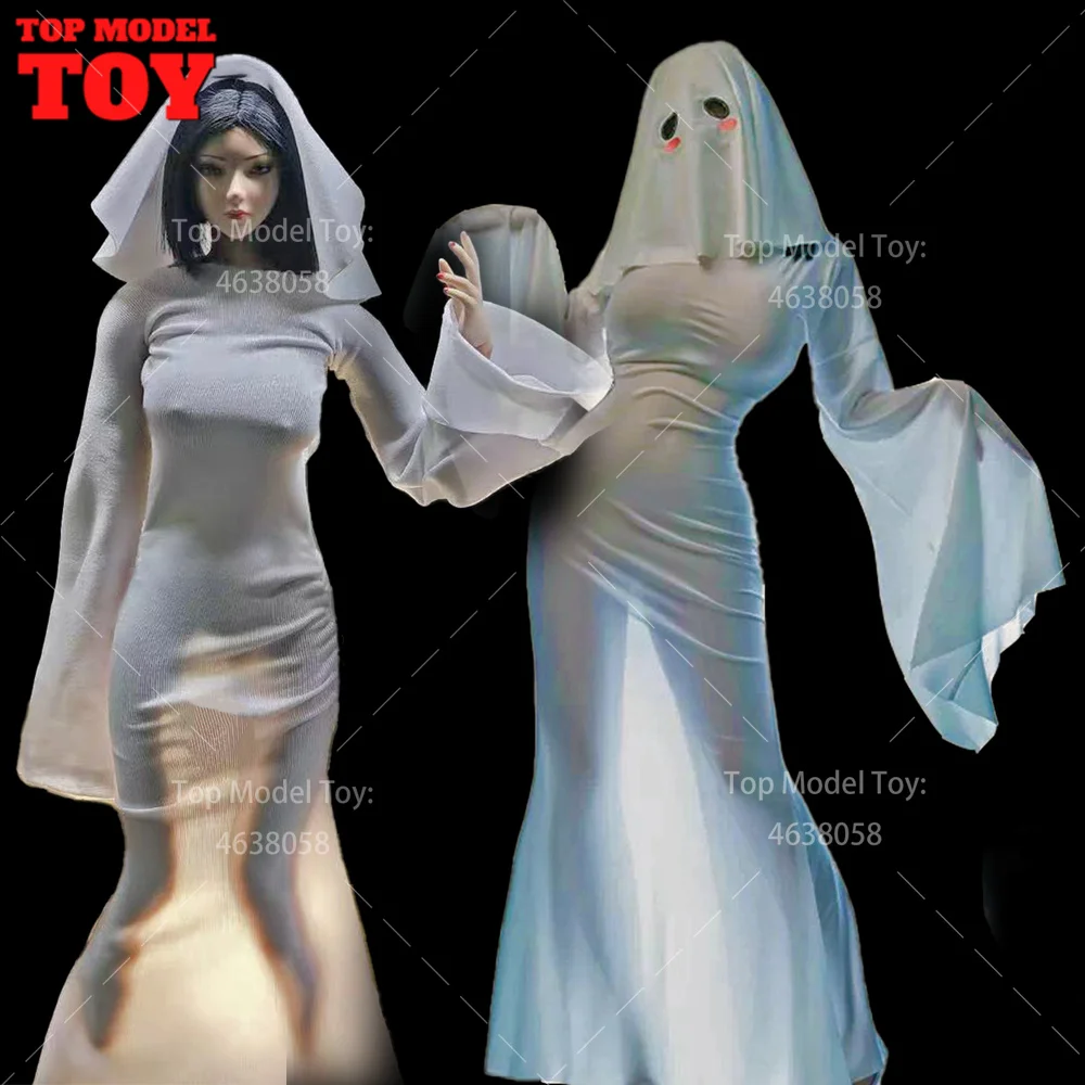 

CJG-067 1/6 Scale Halloween Cosplay White Long Skirt Ghost Clothes Sets Model For 12'' Female Soldier Action Figure Body Dolls