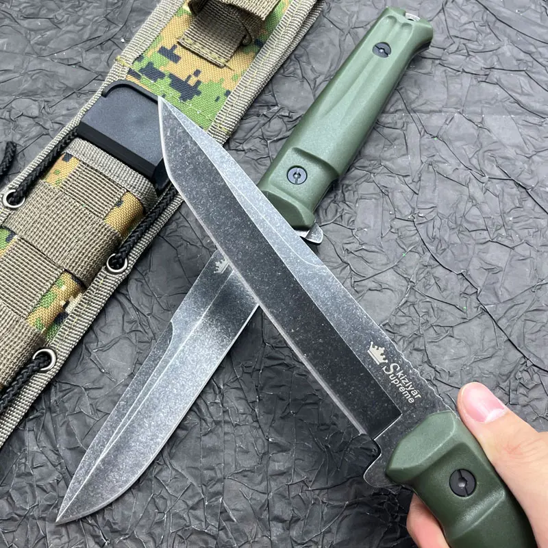 Direct Sales Outdoor High Hardness Straight Knife Integrated Keel Camping Self-Defense Knife Camping Portable Hiking Knife