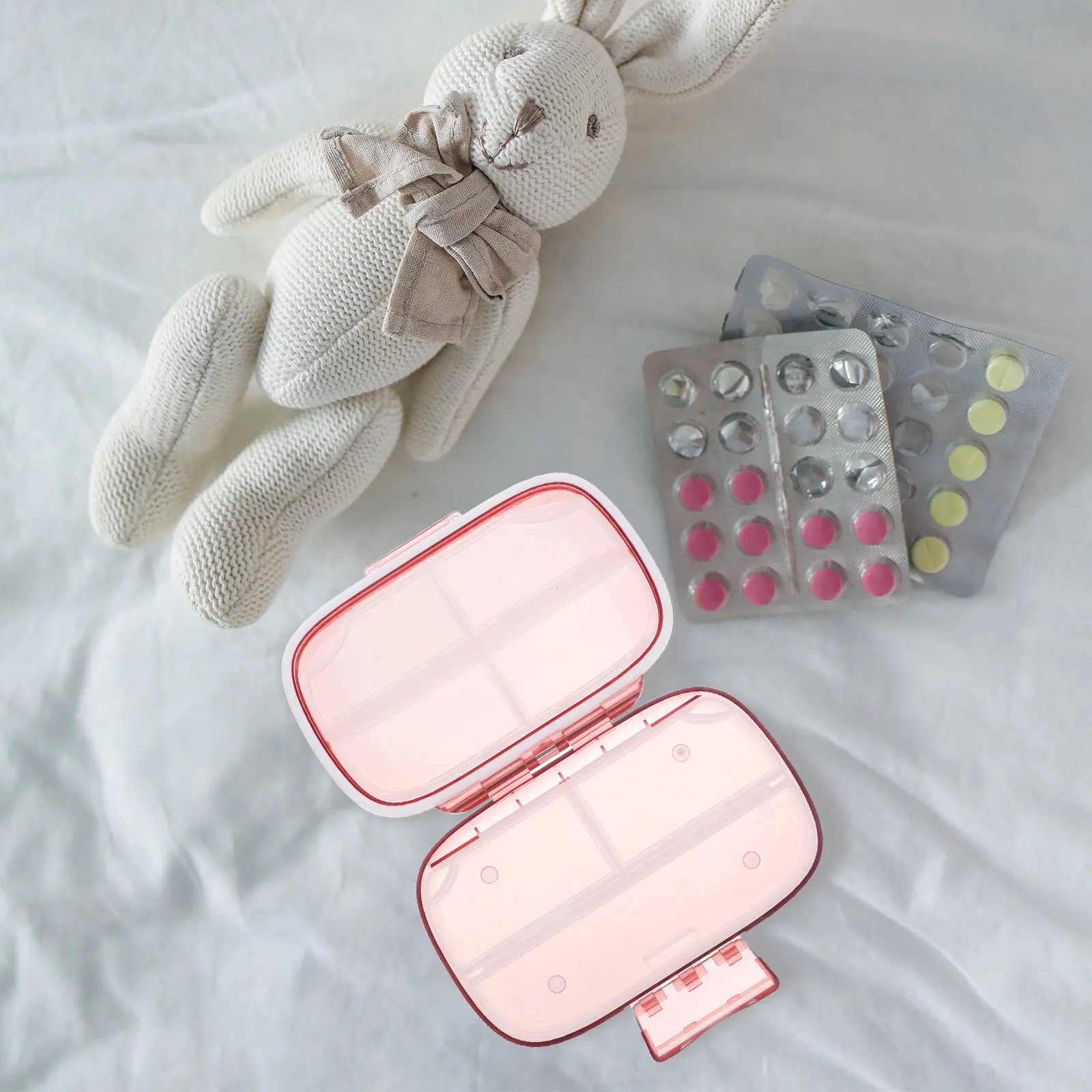 Medicine Organizer Pill Box Portable Travel Case Lightweight Sealed Compartments Vitamin Storage Household Organizer
