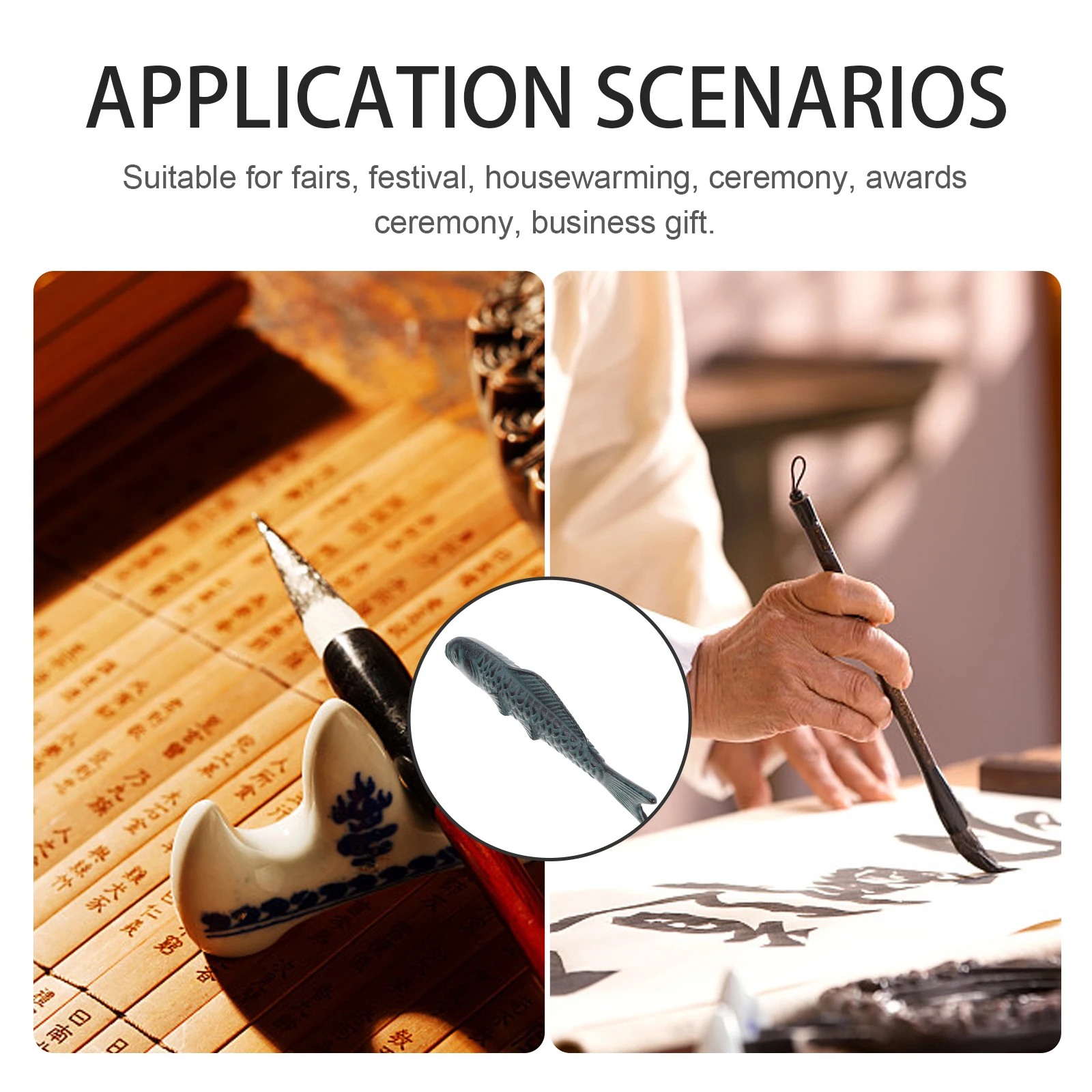 

Chinese Calligraphy Paperweight Cast Iron Carp Shape Desktop Decor for Sumi Drawing Painting Writing Practice Holding