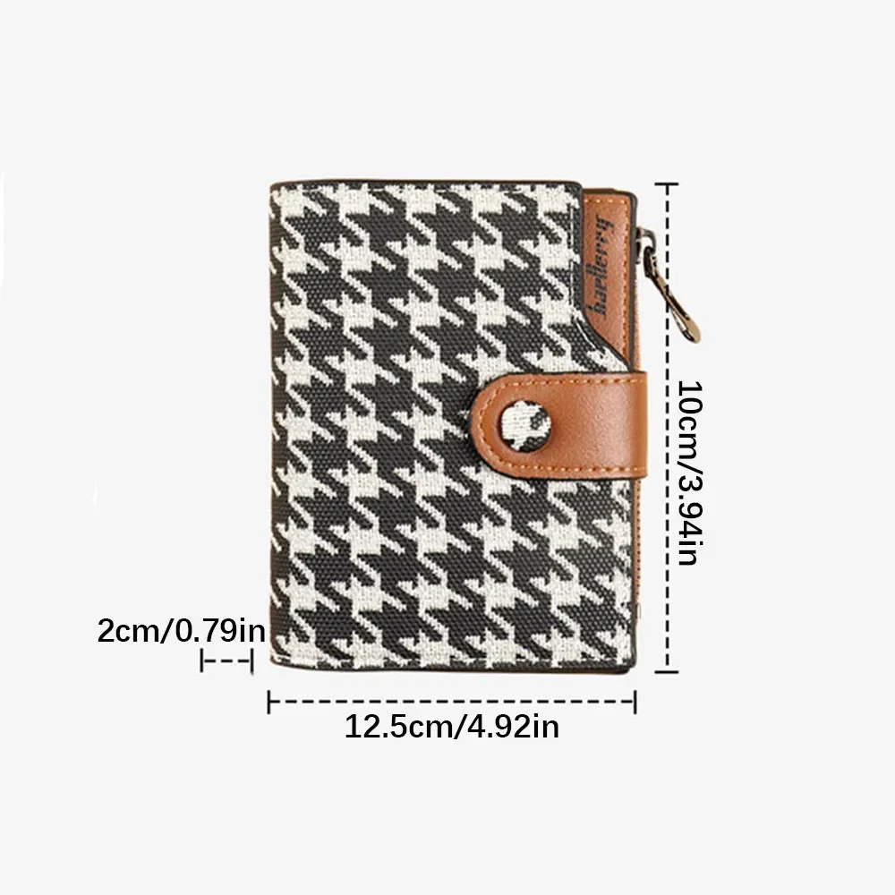 Luxury Brand Women Wallet 2023 Fashion Houndstooth Short Purse Multi-Card Leather Coin Wallet Female Holder Mini Small Money Bag