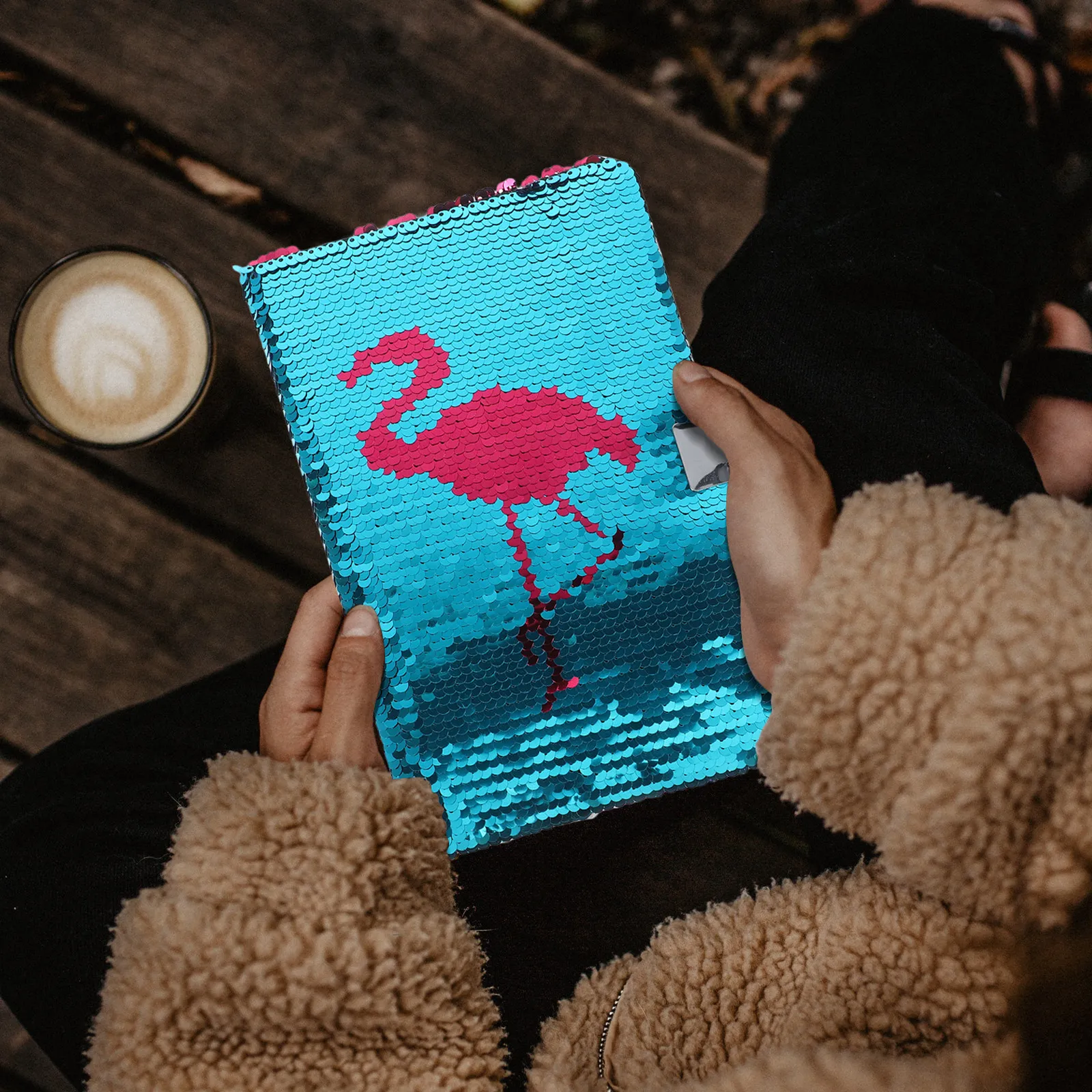 Portable A5 Sequin Flamingo Lock Notebook Business Diary Notepad Travel Journal Student Planner Sequin Notebook