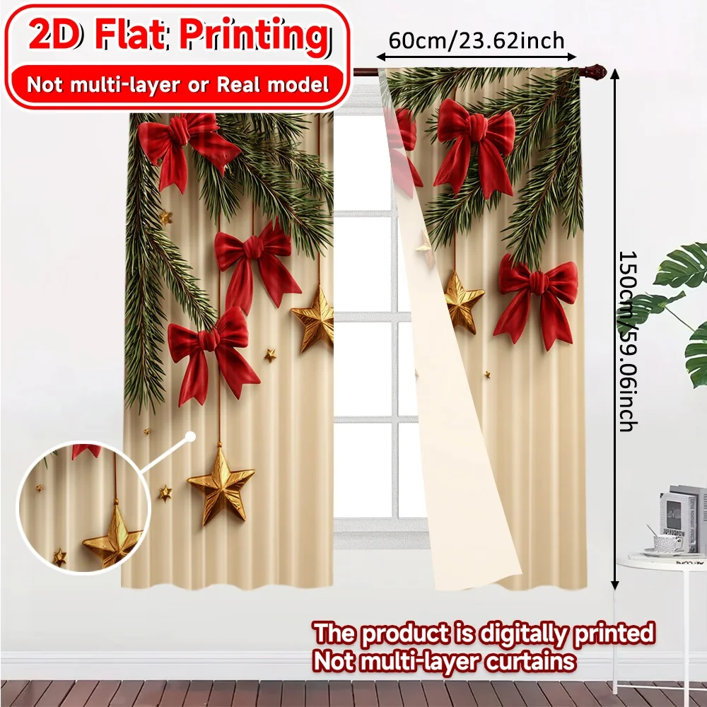2D Flat Printing,2pcs Festive Starscape Modern Curtain Fabric Versatile Polyester Fabric Curtains Room Decor Use for Study,