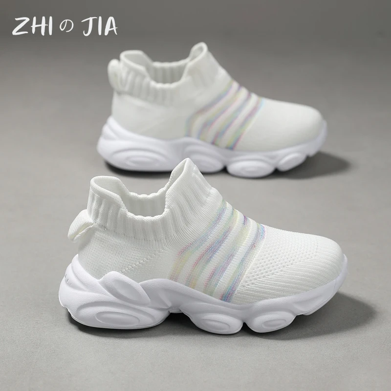 Children's Slip On Socks Shoes Mesh Casual Sports Shoes teenagers Lightweight and Comfortable Running Footwear 27-40