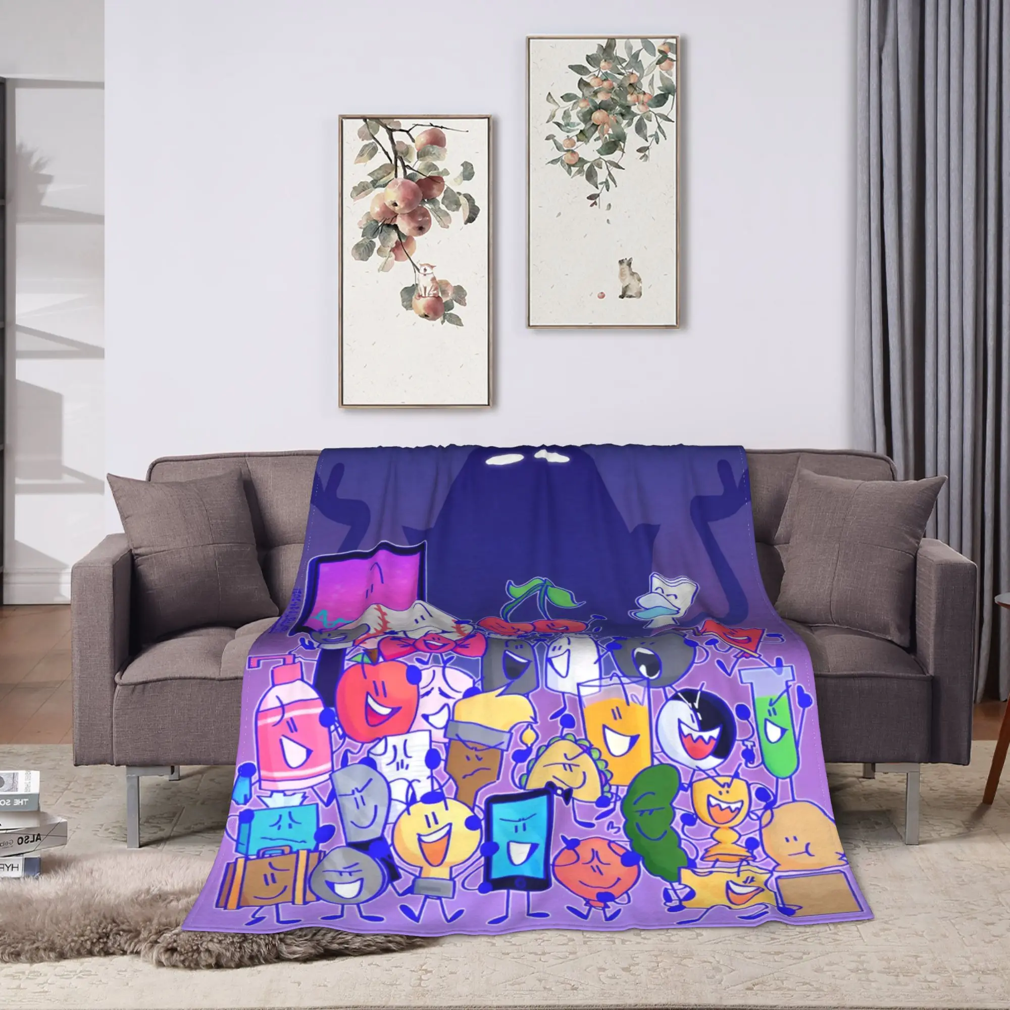 BFDI Inanimate Insanity All Characters Blanket Quality Warm  Bedding Throws Winter Picnic Couch Chair Sofa Bed Novelty Bedspread