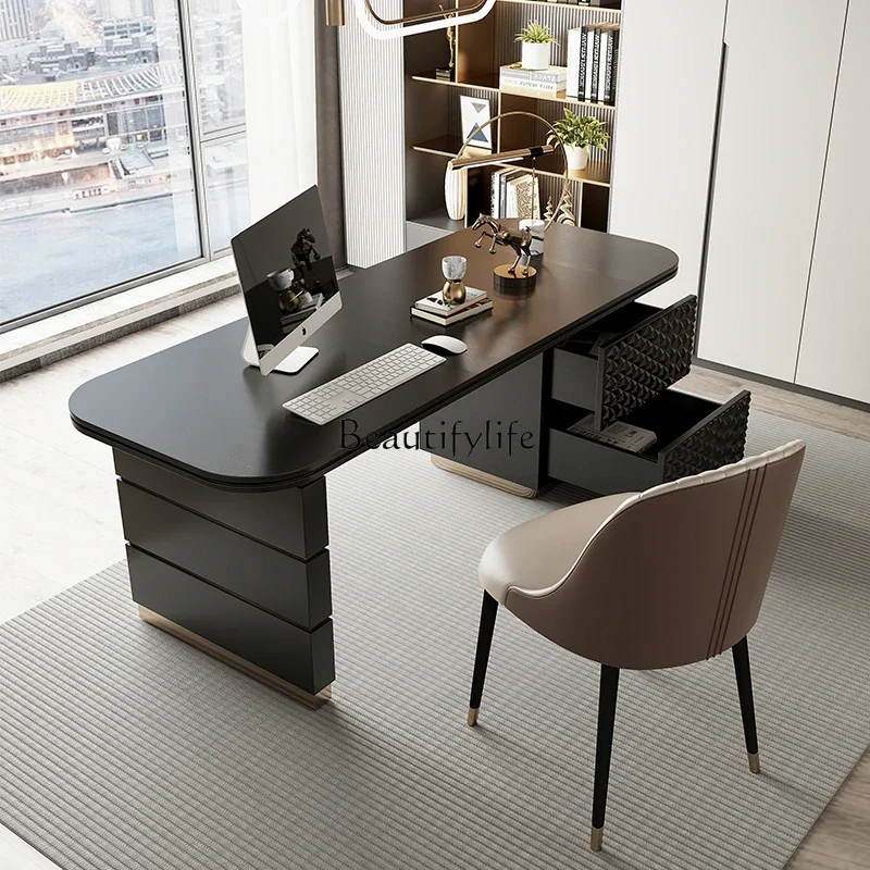 Italian light luxury desk modern simple computer office study table combination