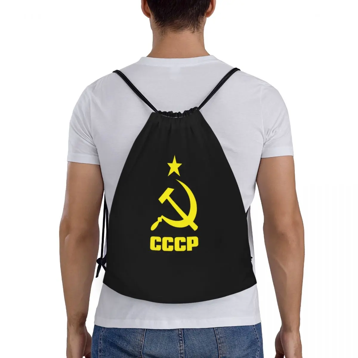 CCCP Soviet Union Portable Drawstring Bags Backpack Storage Bags Outdoor Sports Traveling Gym Yoga