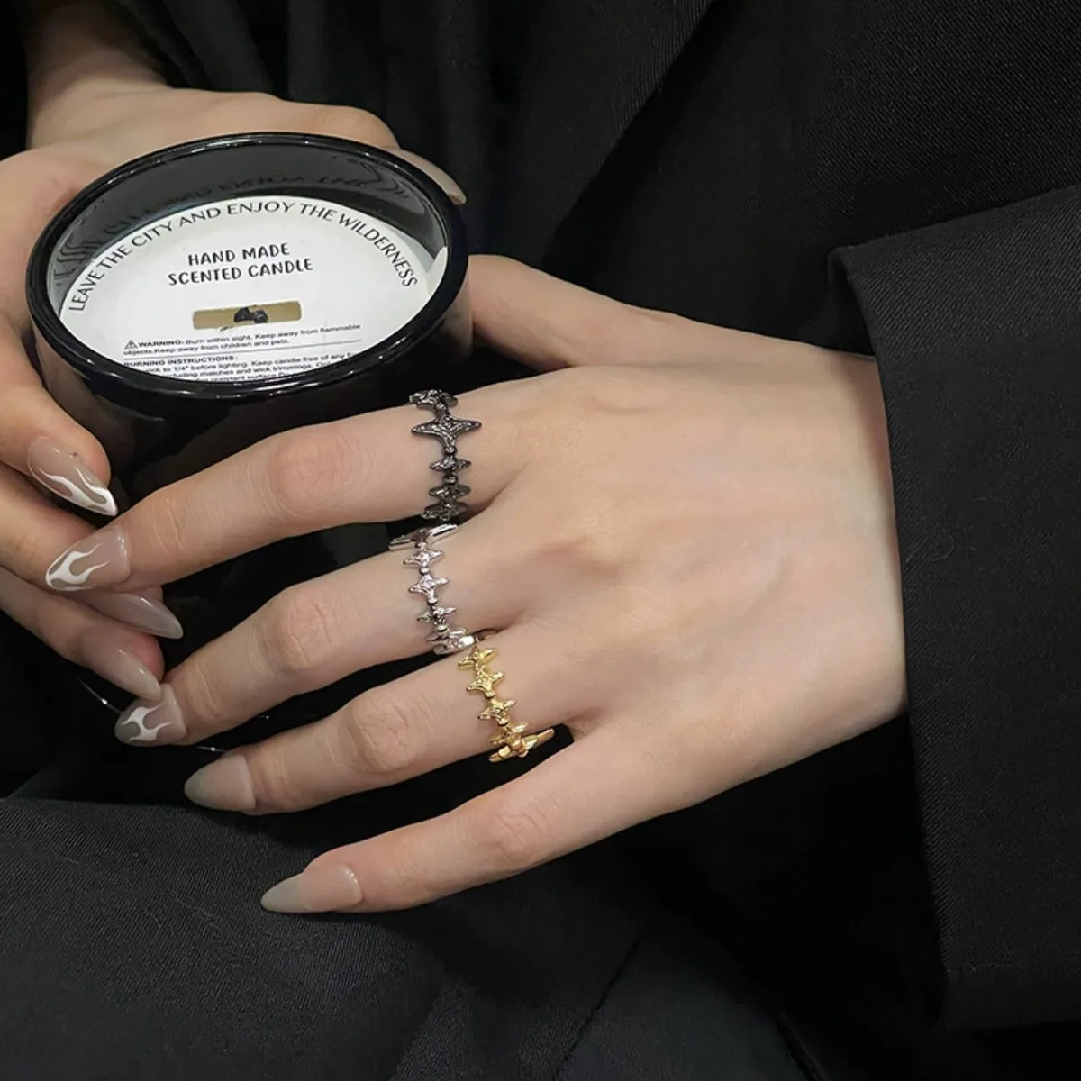 خاتم ضوء النجوم قابل للتعديل، مجوهرات بانك من الفولاذ المقاوم للصدأ للنساء والرجال، مريح مناسب للارتداء اليومي فكرة هدية للأزواج #4