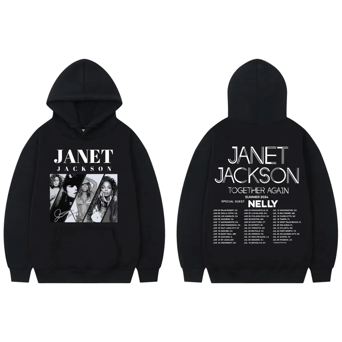 

Janet Jackson Vintage Aesthetic Hoodie Together Again 2024 Tour Hooded Sweatshirts Men's Women's Fashion Rock Hip Hop Pullovers