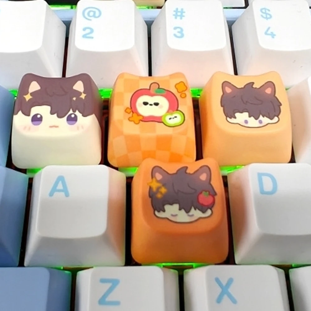 Love and Deepspace Caleb Keycaps Set of 4 PBT Dye Sublimation MAO Profile Square Caps Mechanical Keyboard Replacement Gift
