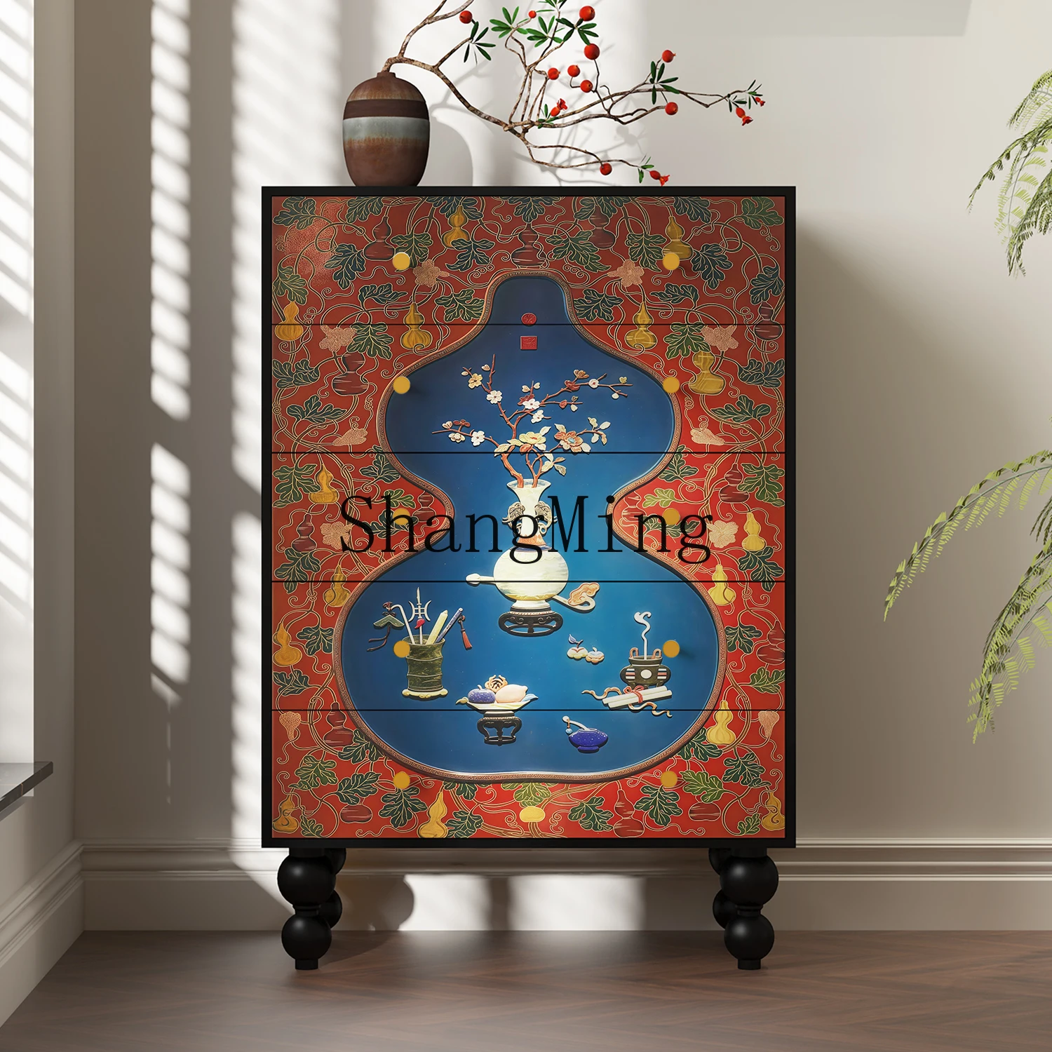 

CL Chinese-style painted solid wood entrance entrance living room wall decoration bedroom jewelry locker