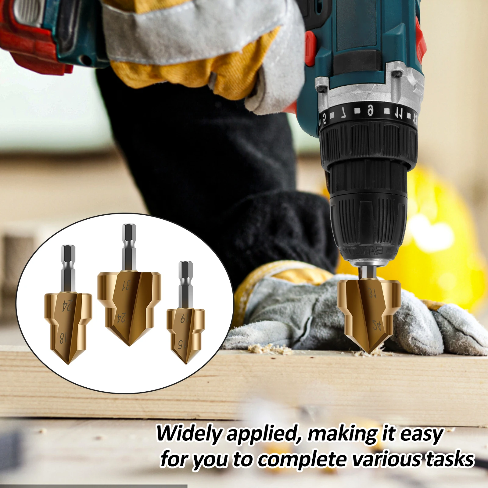 Pipe Reamer Drill Bit Set Deburring Reaming Tool Compatible with Most Drills for PVC Conduits