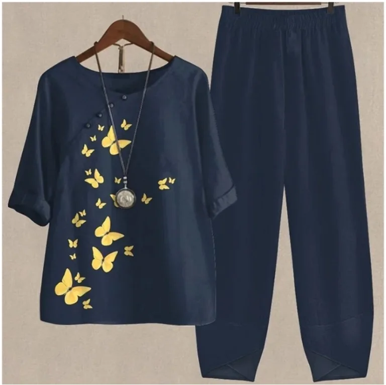 Women 2 Piece Sets Flower Print Half Sleeve Shirt Tops + High Waist Pants Summer Suit Casual Tracksuit Female Outfits S-5XL