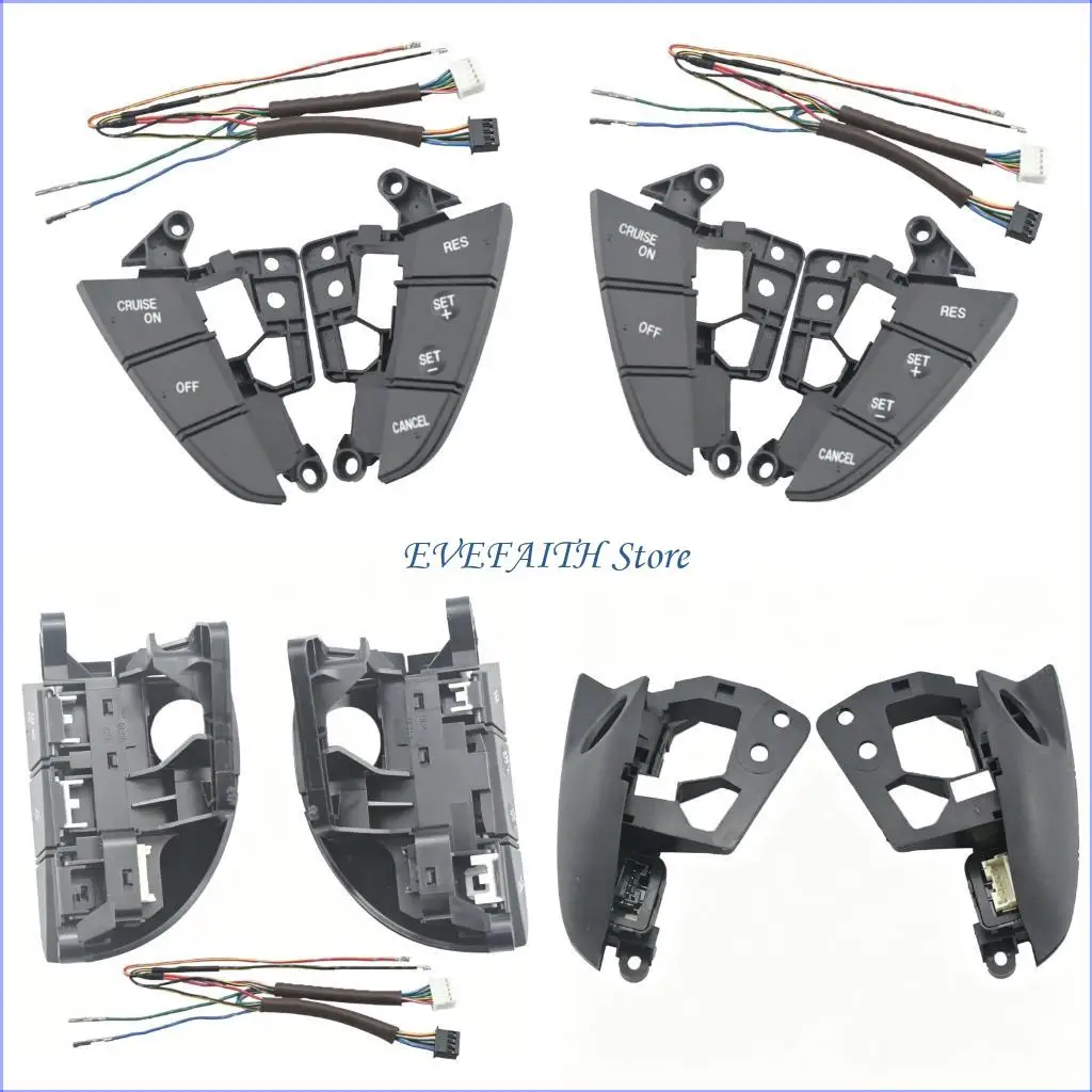 124B Left and Right Steering Wheel Interior Button Set with ABS Housings and Wiring Leads for Replacement Repair Applications
