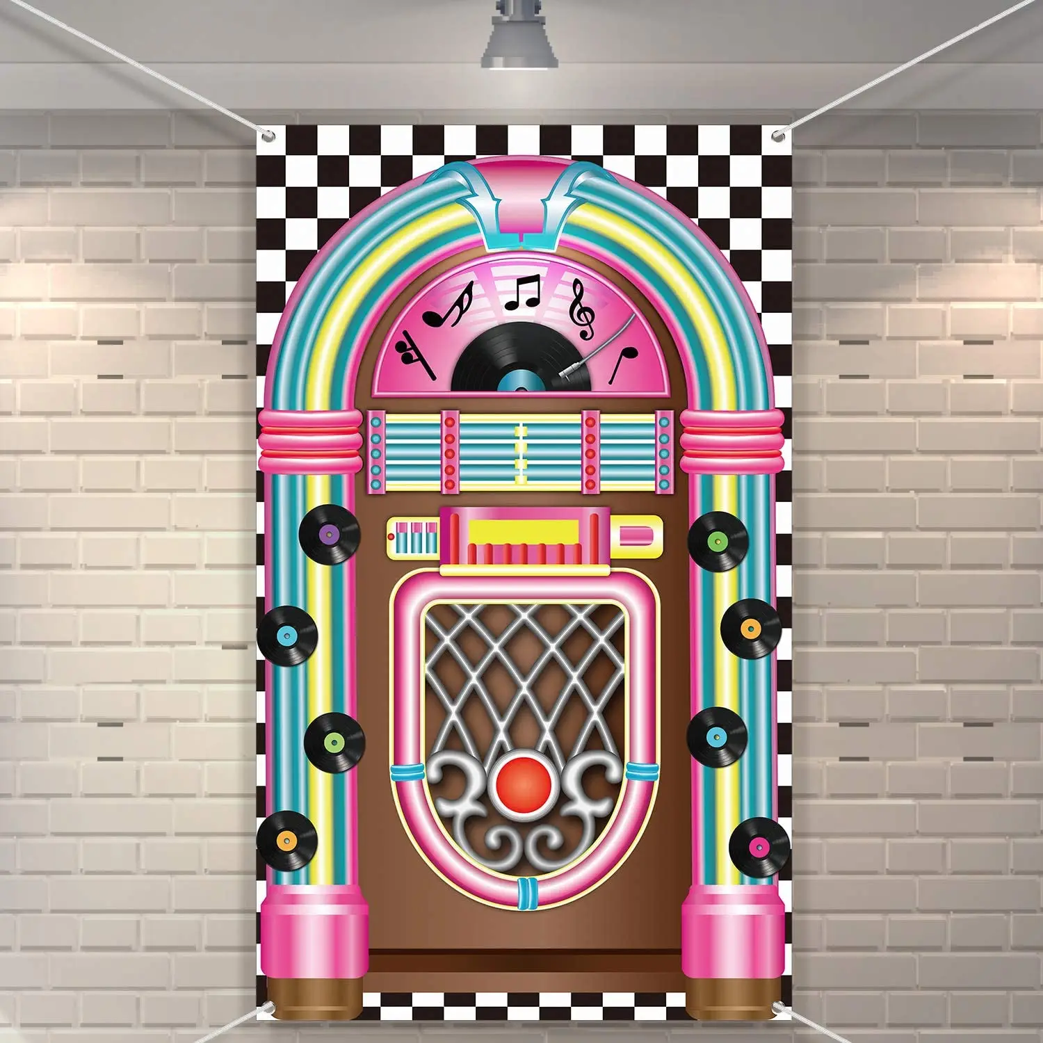 Photography Backdrop Juke Box Cutout Banner 50's Rock And Roll Poster Birthday Party Decoration Baby Show Supplies