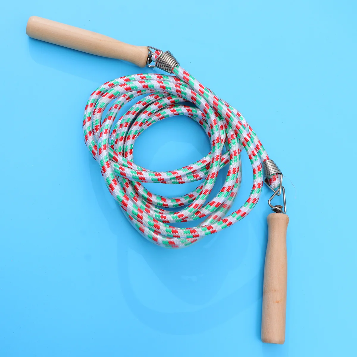 

Weaving Cotton Jump Rope Adjustable Wooden Handle 3m Colorful Line Gym Training Sports