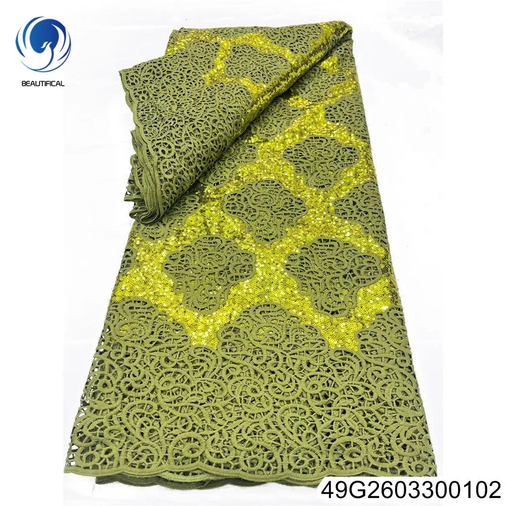 

Elegant Diamond-shaped Totem Water-soluble Design 2026 African Pure Lace Sequined Nigerian Exquisite Banquet Dress 49G26033001