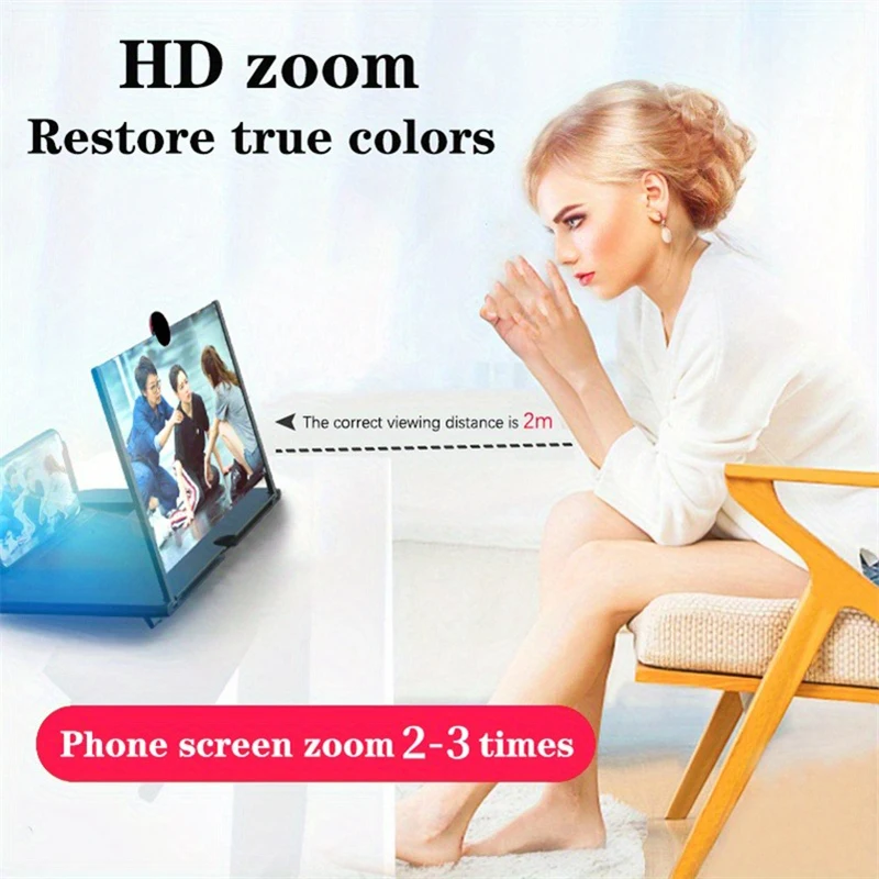 10/12 Inch Movie Magnifying Folding Mobile Phone Desktop Stand 3D Mobile Phone Screen Magnifying Glass HD Video Amplifier Stand