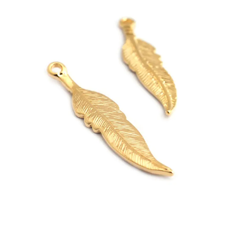 18K Gold Color Brass Feather Charms Pendants High Quality Diy Jewelry Making Supplies Necklace Earrings Accessories for Women