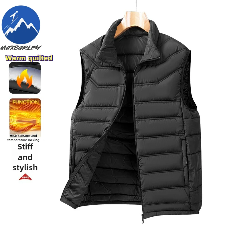 Maxbarley New Winter Padding Vest Man High Quality Lightweight Stand Collar Men Cotton Padded Vests Trendy Sleeveless Parka Coat