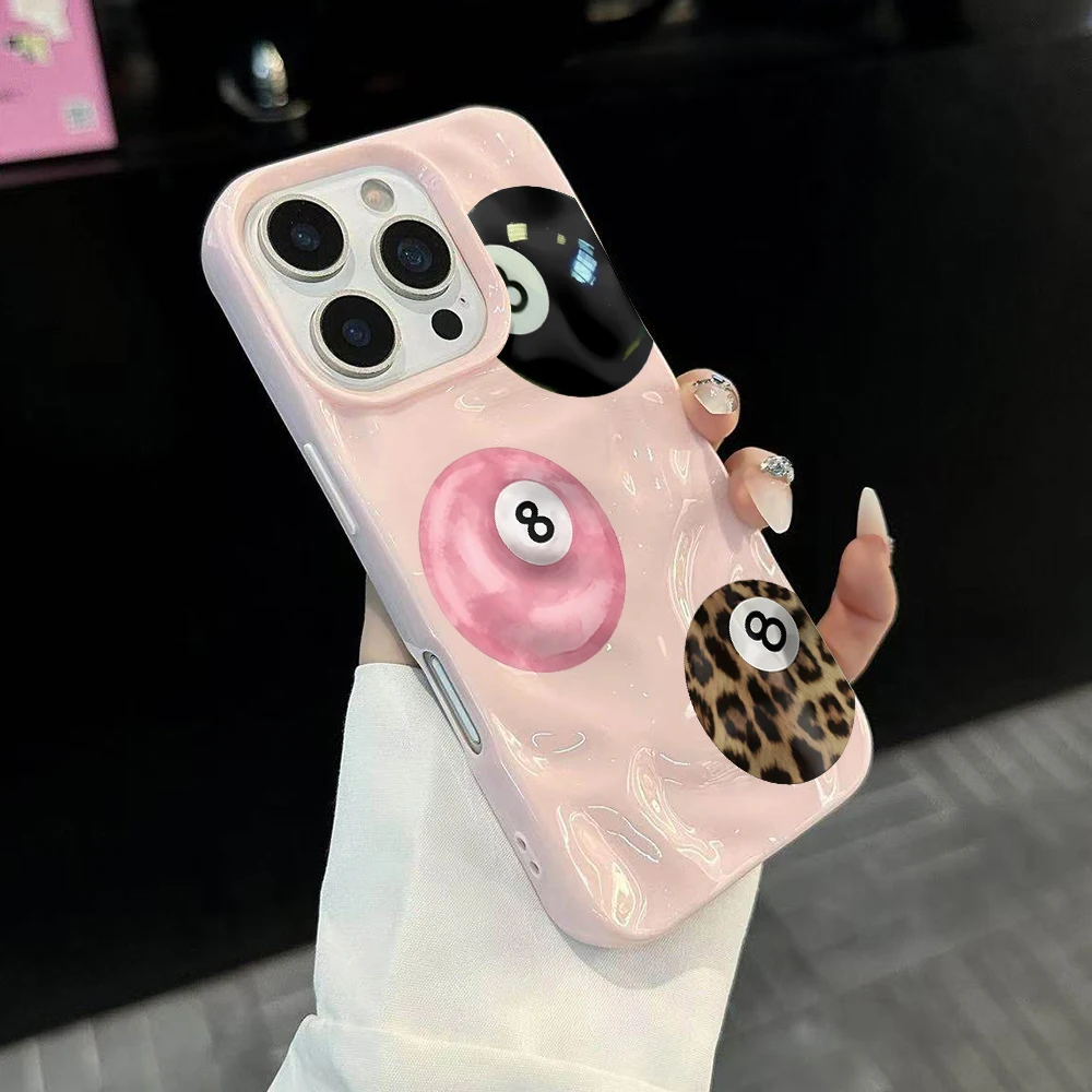 Billard Nr. 8 Glücksbringer-Muster Handyhülle für iPhone 17 16 15 14 13 12 11 Pro Max 14 Plus 17Air Falten-Wellen Weiche Silikonhülle – Detail 3
