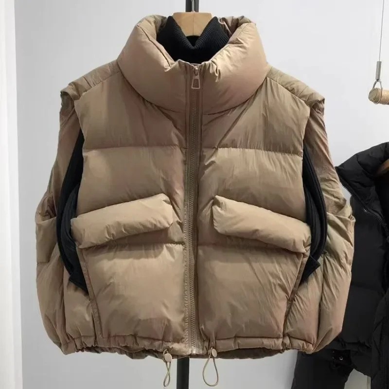 سترة نسائية كورية جديدة ذات ياقة واقفة من القطن سترة خارجية فضفاضة #5