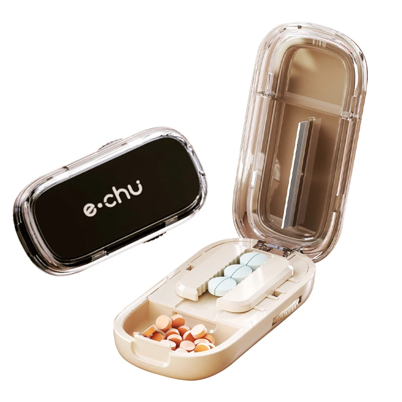 Adjustable Quartering Pill Cutter Storage Box Portable Drug Tablet Medicine Dustproof Divider Organizer Crusher Pill Cutter