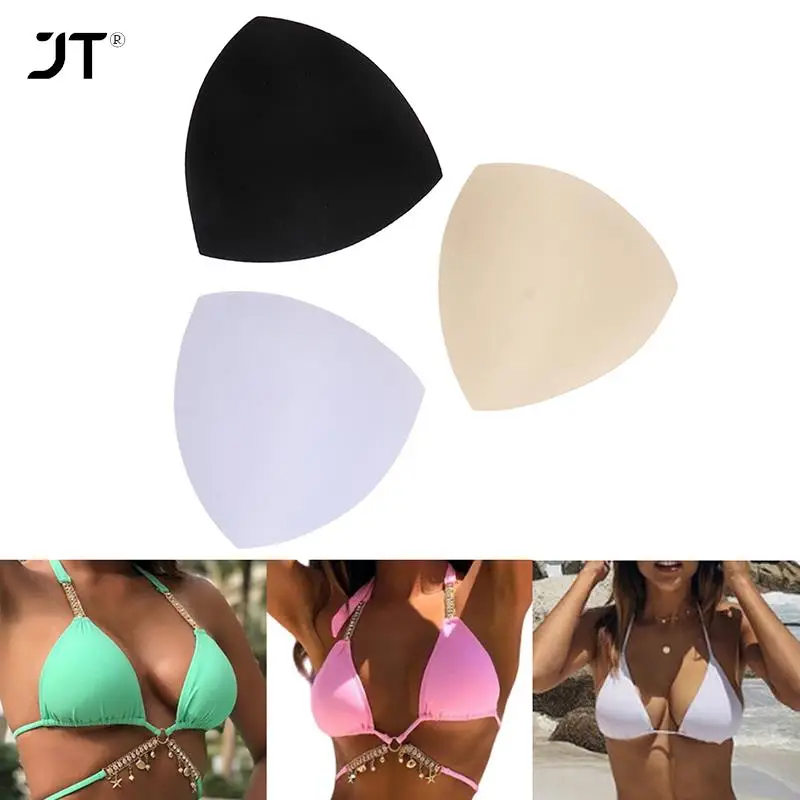 1pair Triangle Bikini Chest Pad Inserts Sponge Foam Bra Pads Chest Cup Breast Swimsuit Padding Women Clothing Accessories