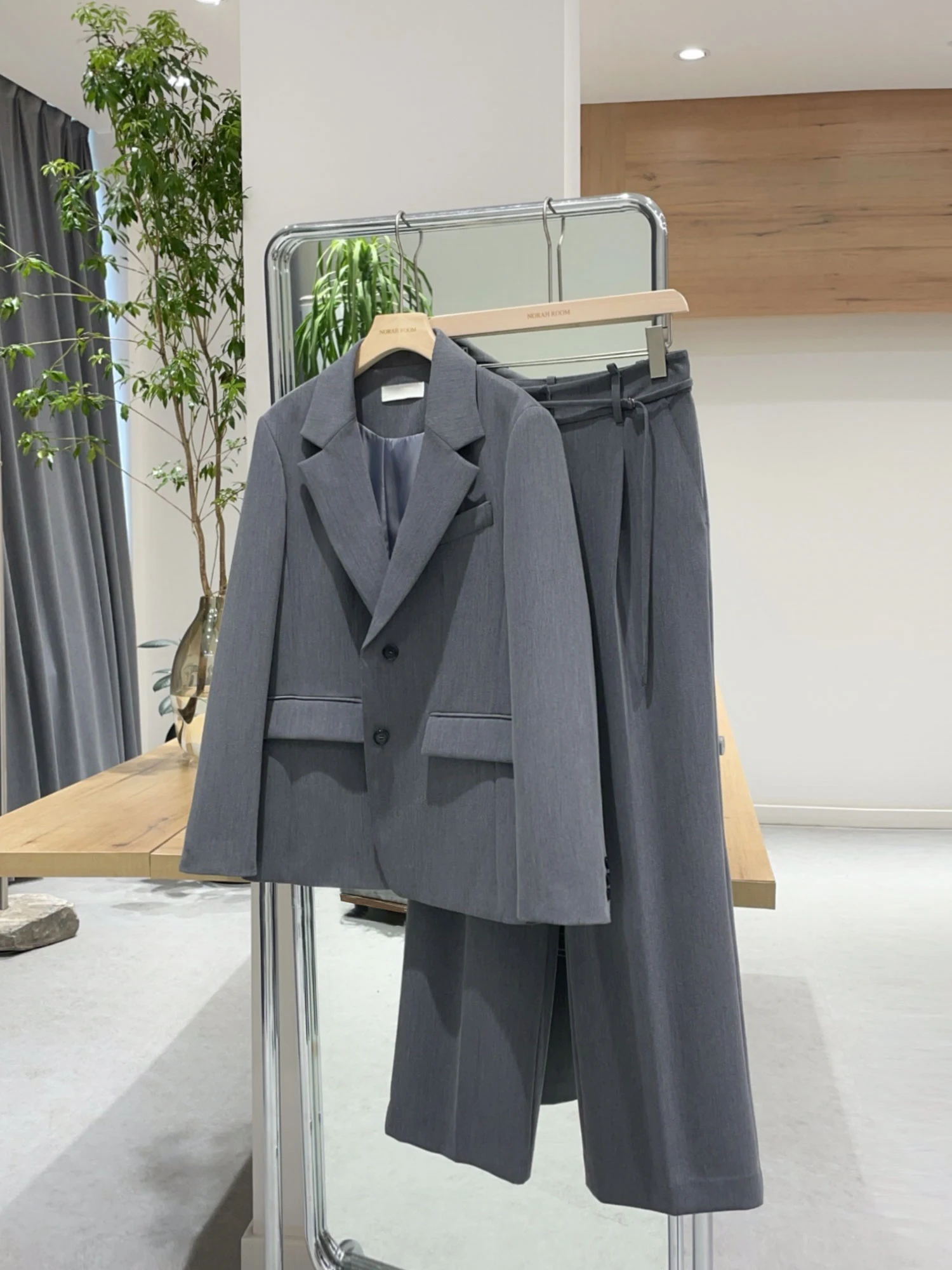 

Noxiao La Authentic Autumn New Sle JJ Home Brand Suit Jaet Pants Set Women's Commute Sle Long Sve Single Button