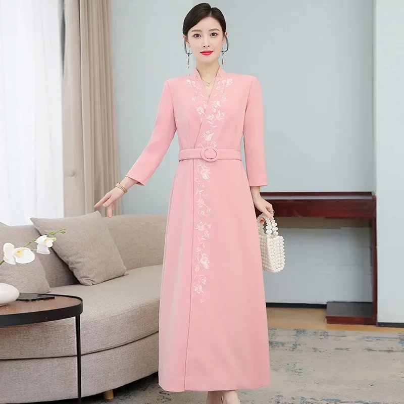 2024 Women Retro Chinese Traditional Dress Winter Cheongsam Female Lady Improved Aodai Robe Casual Chinese Tang Suit Coats 12902