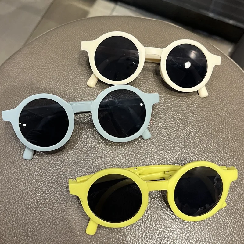 New Children's Folding Sunglasses Kids Candy Round Simplicity Sun Glasses Cute Baby Protective Eyewear UV400 Oculos De Sol