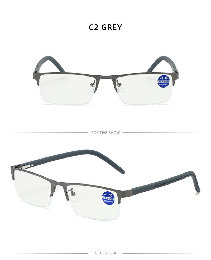 Klassische Halbrahmen Lesebrille Männer Frauen Mode Rechteck Presbyopie Brillen Business Hyperopie Anti Blaues Licht Gläser – Detail 10