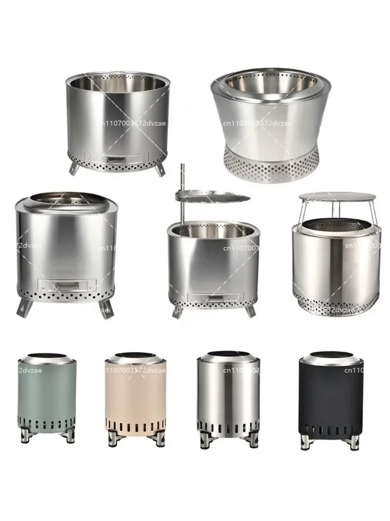 Large Capacity Smokeless Fire Pit Stainless Steel Outdoor Wood Stove with Spark Guard for Camping And Garden Upgraded