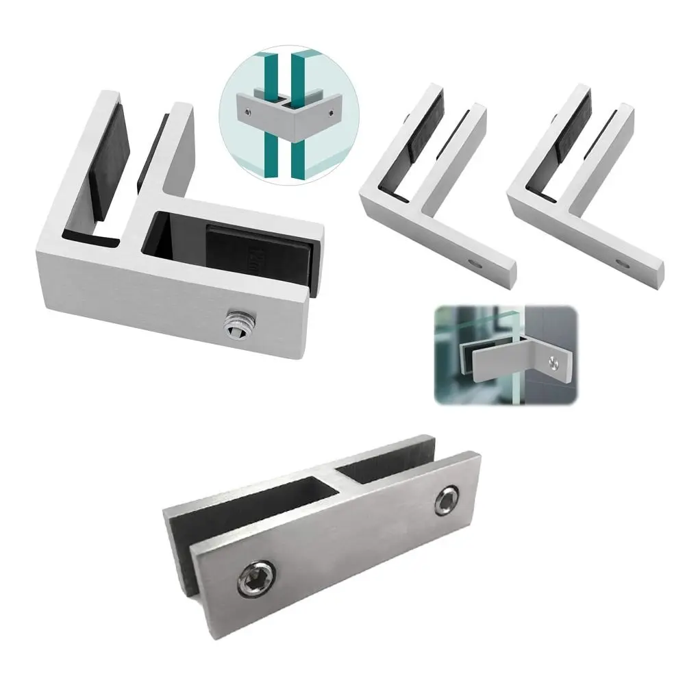 Stainless Steel Glass Clamp Bracket 90 Degree Satin Finish Glass Clamp Clip Heavy Duty 180 Degree Stainless Steel Glass Clamp