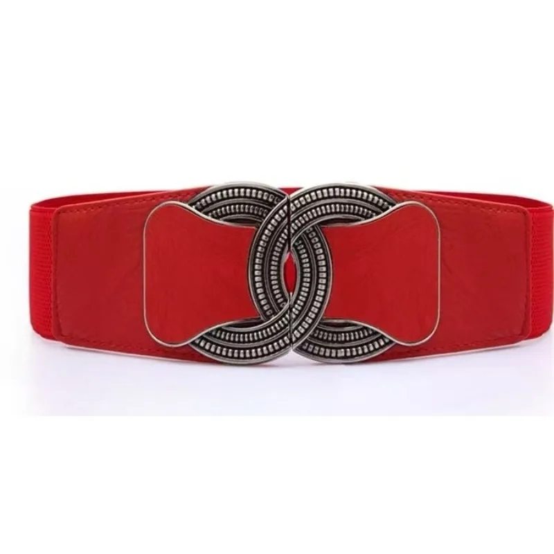 Cintura in vita Big C Cintura da donna ampia elastica decorativa Cintura semplice nera per modellare il corpo