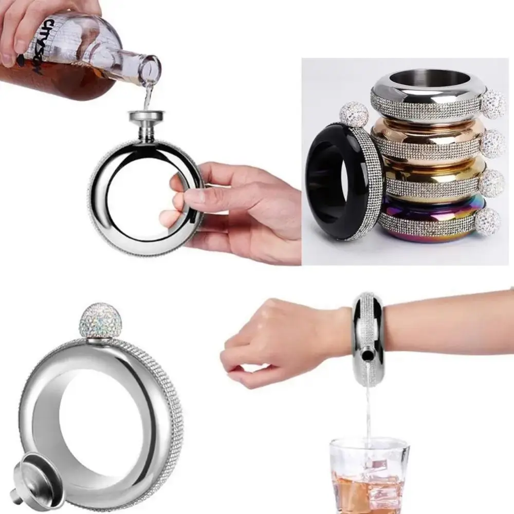 

100ML/3.5OZ Hip Flasks Stylish Wine Pot Bracelet Design Wine Bottle Unique Bracelet Wine Holder Five Colors Bangle for Gifts