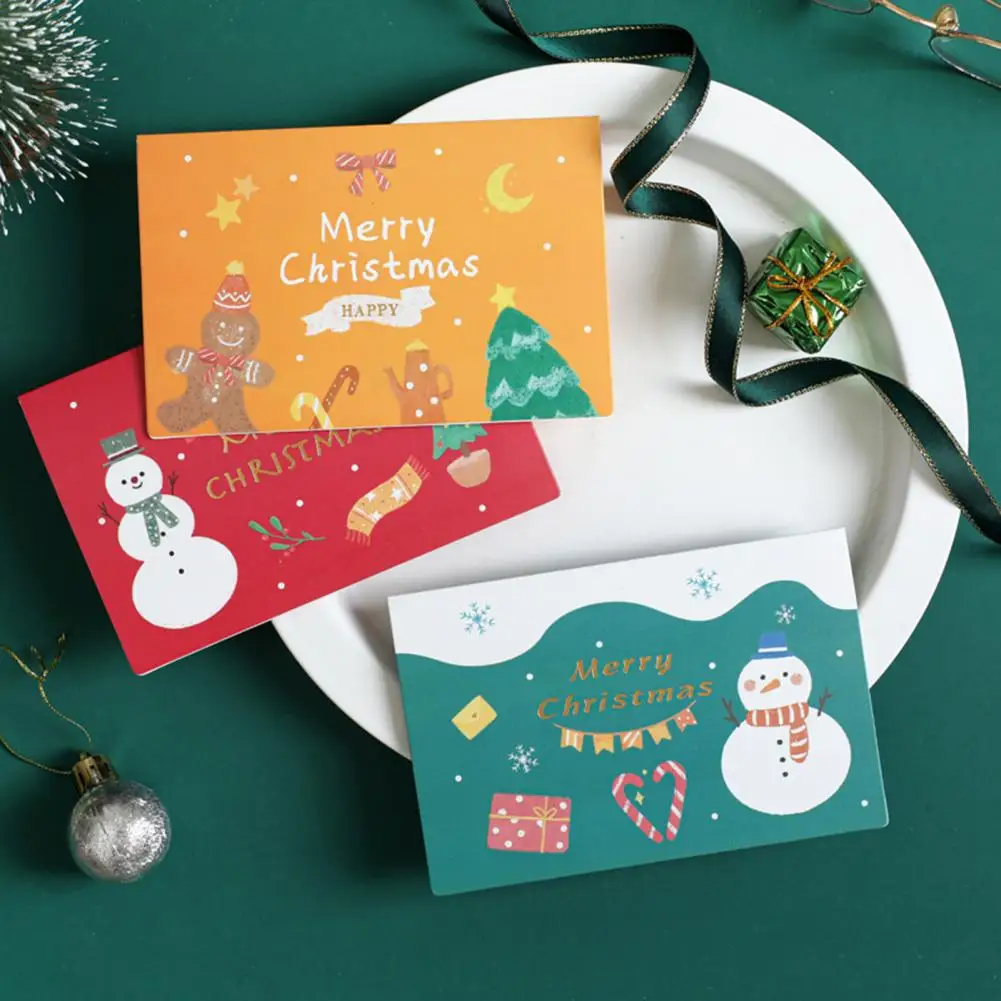 1 Set Christmas Greeting Card Cute Cartoon Merry Christmas Smooth Writing Festive Card For Holiday